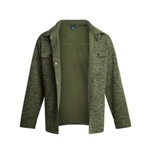 George Men's Medium M Knit Fleece Lined Shirt Jacket GREEN Snap Shacket #10726
